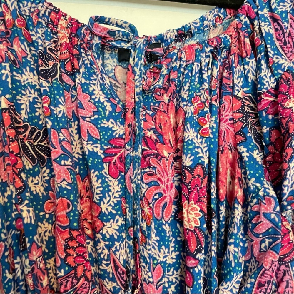 Rachel Roy Floral off shoulder tie waist tassel sun dress M - Picture 11 of 11